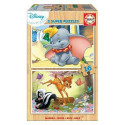 2 Pužļu Komplekts Disney Dumbo & Bambi Educa 18079 Koks Bērnu 16 Daudzums