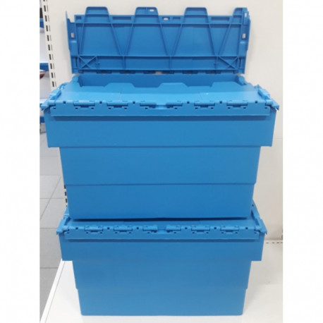 Plastikkast Transport, kaanega, 64L, 600x400x350mm/ sinine