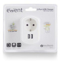 2 USB Portiga Seinapistik Ewent EW1211 3,1 A