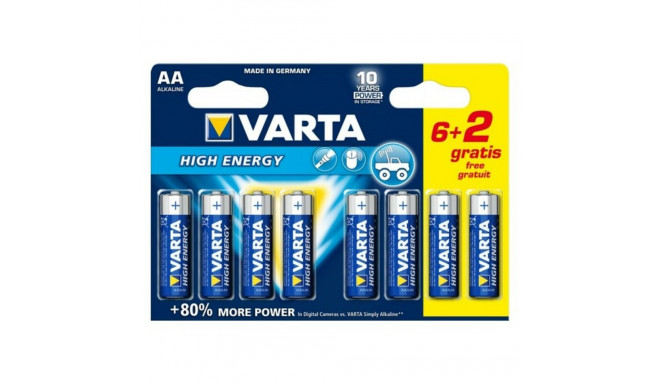 Leelispatarei Varta LR6 AA 1,5V High Energy (8 pcs)