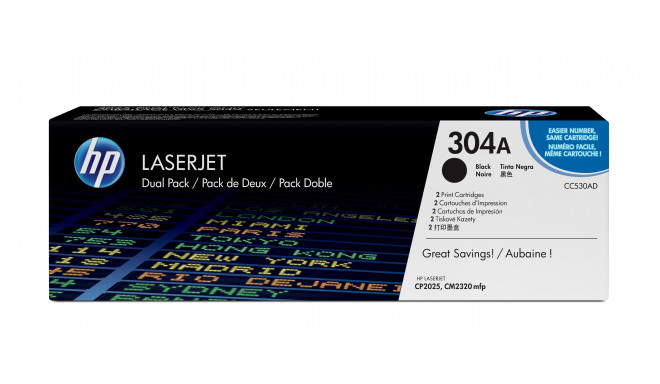 HP 304A 2-pack Black Original LaserJet Toner Cartridges