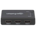 Manhattan HDMI Splitter 4-Port (Compact), 4K@30Hz, Displays output from x1 HDMI source to x4 HD disp