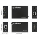 Manhattan HDMI 1080p over Ethernet Extender Kit, Up to 50m with Single Cat6 Cable, Tx &amp; Rx M