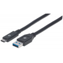 Manhattan USB-C to USB-A Cable, 3m, Male to Male, 5 Gbps (USB 3.2 Gen1 aka USB 3.0), 3A (fast chargi