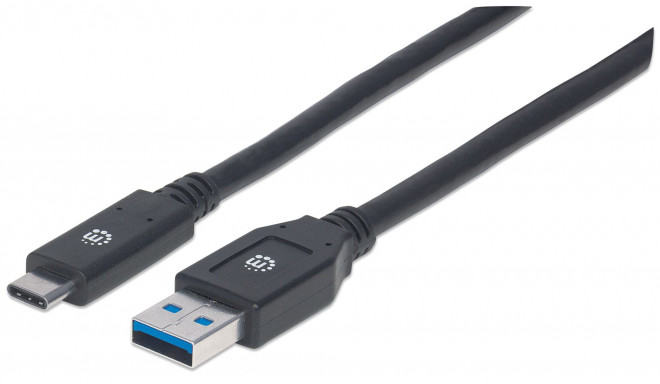 Manhattan USB-C to USB-A Cable, 3m, Male to Male, 5 Gbps (USB 3.2 Gen1 aka USB 3.0), 3A (fast chargi