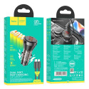 HOCO car charger 2 x Type C with digital display + cable Type C to Lightning PD QC3.0 3A 60W transpa
