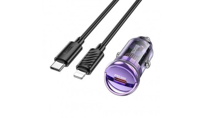 HOCO car charger Type C + cable Type C to Lightning PD QC3.0 30W Z53 purple