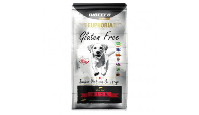 BIOFEED Euphoria Gluteenivaba Junior keskmine & suur Veiseliha - kuiv koeratoit - 12kg