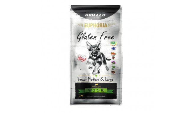 BIOFEED Euphoria Gluteenivaba Junior keskmine & suur Lambaliha - kuiv koeratoit - 12kg