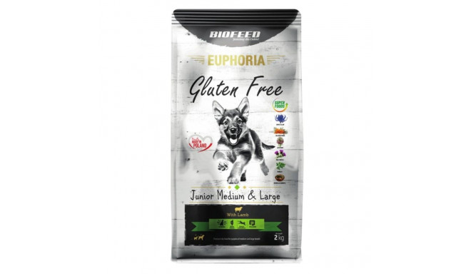 BIOFEED Euphoria gluteenivaba Junior medium & large lambaliha kuiv koeratoit 2kg