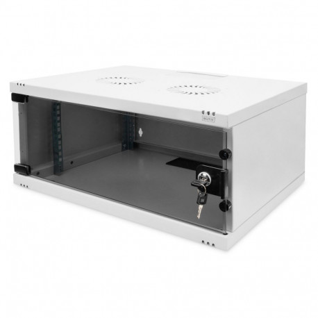 Seinale paigaldatav võrgukapp 19" 4U, SOHO 241 x 540 x 400 mm, klaasuks, hall, kokkupanemata, 60kg