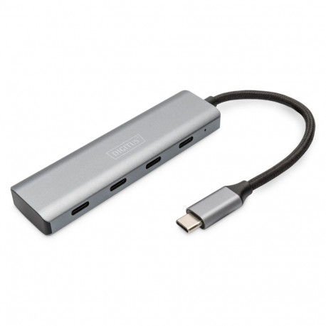 DIGITUS USB-C 4-pordiline jaotur, tumehall