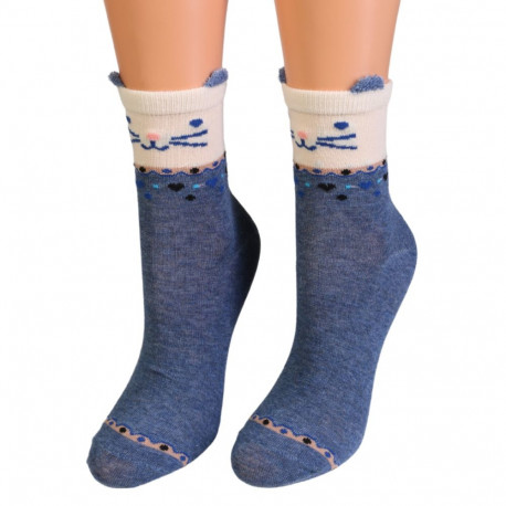 SOKISAHTEL MAISIE sinised kassidega puuvillased sokid 444