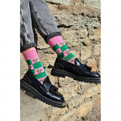 SOKISAHTEL KYLO ruudulised kaelkirjakutega puuvillased sokid 444