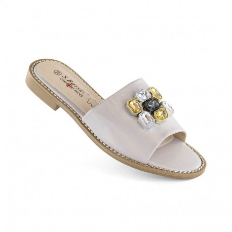 S.Barski W OLI262B silver zirconium flip-flops (36)