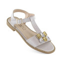 Comfortable sandals with zircons S.Barski W OLI261B, silver (37)