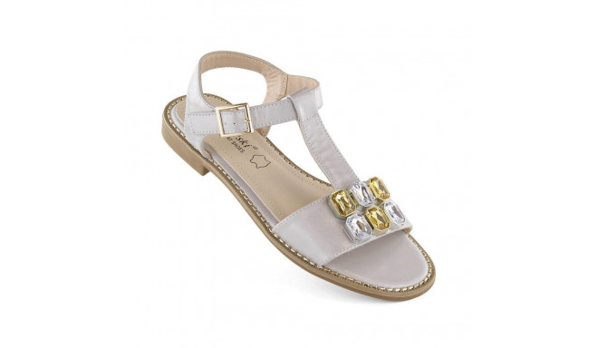 Comfortable sandals with zircons S.Barski W OLI261B, silver (37)