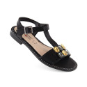 Comfortable sandals with zircons S.Barski W OLI261A, black (36)