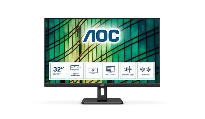 AOC E2 U32E2N LED display 80 cm (31.5&quot;) 3840 x 2160 pixels 4K Ultra HD Black