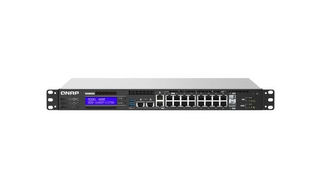 QNAP QGD-1602P Managed L2 Gigabit Ethernet (10/100/1000) Power over Ethernet (PoE) 1U Black, Grey