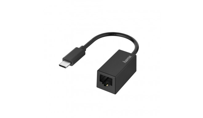 Adapter USB-C - Gigabit-LAN Hama RJ45 Ethernet 10/100/1000Mbps USB3.1 type-C, LED-indicator