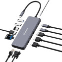 Verbatim USB-C Pro multiport hub CMH-14, 14 port, docking station (grey, 2x HDMI, VGA, RJ-45, 5x USB