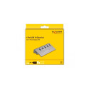 DeLOCK USB 10 Gbps hub with 4 USB Type-A ports + 1 quick charging port, USB hub (grey, incl. power s