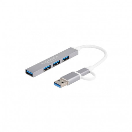 DeLOCK 4 Port Slim USB Hub with USB Type-C or USB Type-A, USB hub