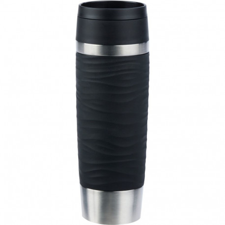 TRAVEL MUG Waves Grande Thermobecher (schwarz/edelstahl, 0,5 Liter)