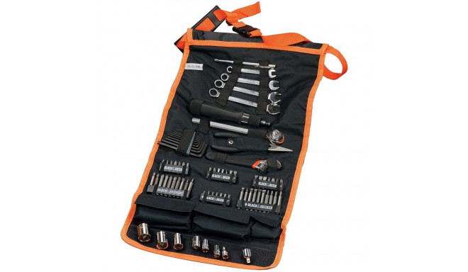 BLACK+DECKER Mechanic Set with Roll Bag 76 Piece Tool Set (Black/Orange)