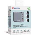 Verbatim GaN charger 200W, 1x USB-A, 3x USB-C (grey, PD 3.0, QC 3.0)