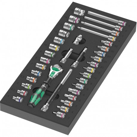Wera 9720 foam insert 8000 A Zyklop ratchet 1/4 set 1, 37 pieces, tool set (black/gray, ratchet and 