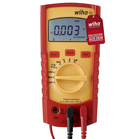 Wiha Digital multimeter 45218, up to 600 V AC, CAT IV, measuring device (red/yellow)