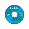 VERBATIM CD-RW 80 min. / 700 MB 8-12x 5-pack slim jewelcase DataLife Plus Colour