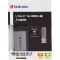 Verbatim USB adapter, USB-C male > HDMI female (silver/black, 10cm, 4K 60Hz)