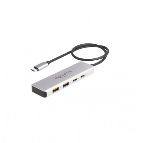 DeLOCK USB 10 Gbps USB Type-C Hub with 2 x USB Type-A and 2 x USB Type-C, USB hub (grey)