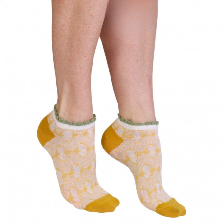 SOKISAHTEL SAMANTHA kollased madalad puuvillased sokid 444