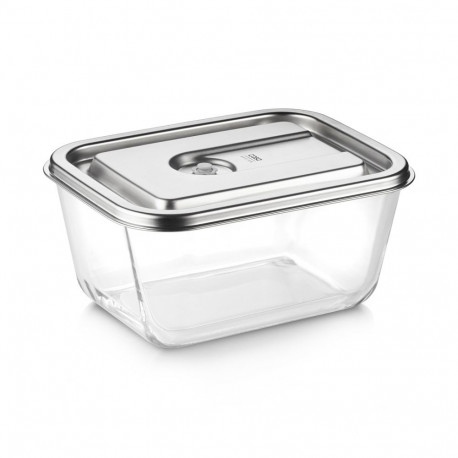 Caso Glass Vacuum Container with Stainless Steel Lid | VacuBoxx Inox XL | Transparent