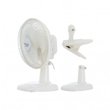 Adler | Fan with clip | AD 7317 | Table Fan | 30 W | Diameter 15 cm | Number of speeds 2 | White