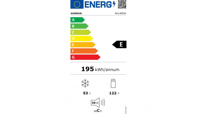 Gorenje | Refrigerator | RK14EPS4 | Energy efficiency class E | Free standing | Combi | Height 143 c