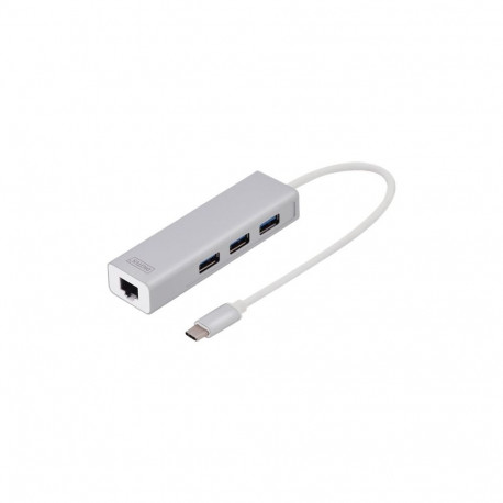 Digitus USB Type-C 3-portiline ja gigabitine Etherneti jaotur