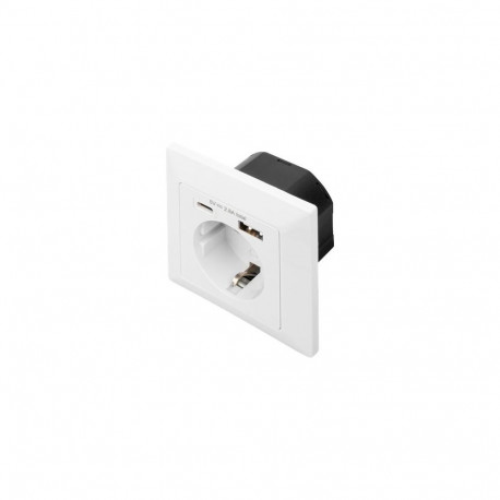 Digitus | Safety Plug for Flush Mounting with 1 x USB Type-C, 1 x USB A
