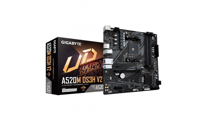 Gigabyte emaplaat A520M DS3H V2 protsessori perekond AMD pistikupesa AM4 kiibistik AMD A520 DDR4 DIM