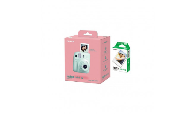 Fujifilm Instax Mini 12 kaamera + Instax Mini läikiv (10pl) mündiroheline 800