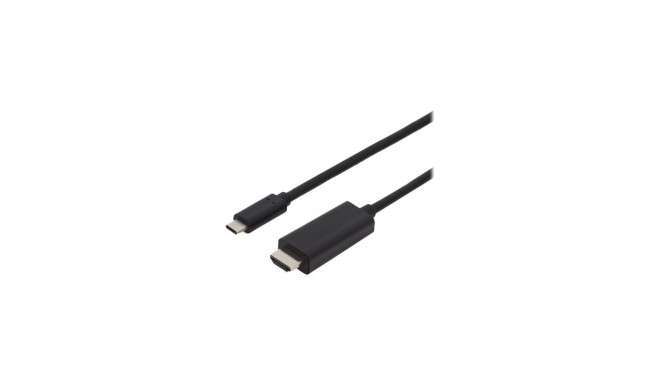 Digitus USB Type-C adapterkaabel, USB-C–HDMI, 2.0 m, 4K/60Hz, 18GB, must, kuldne