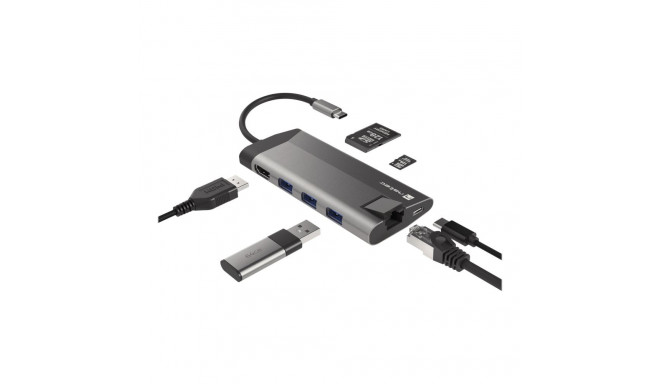 Natec | USB-C Multiport Adapter | NMP-1690 | Grey | USB Type-C | 0.15 m