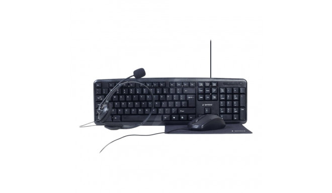 Gembird | 4-in-1 Multimedia office set | KBS-UO4-01 | Keyboard, Mouse, Pad and Headset Set | Wired |