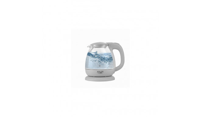 Adler | Kettle | AD 1283G | Standard | 1100 W | 1 L | Plastic/Glass | 360° rotational base | Grey