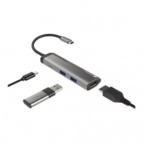 Natec Fowler Slim USB Type-C mitme pordiga adapter