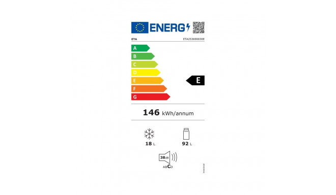 ETA ETA253690030E energiatõhususklass E vabaltseisev larder külmik kõrgus 90 cm külmiku netomaht 92 